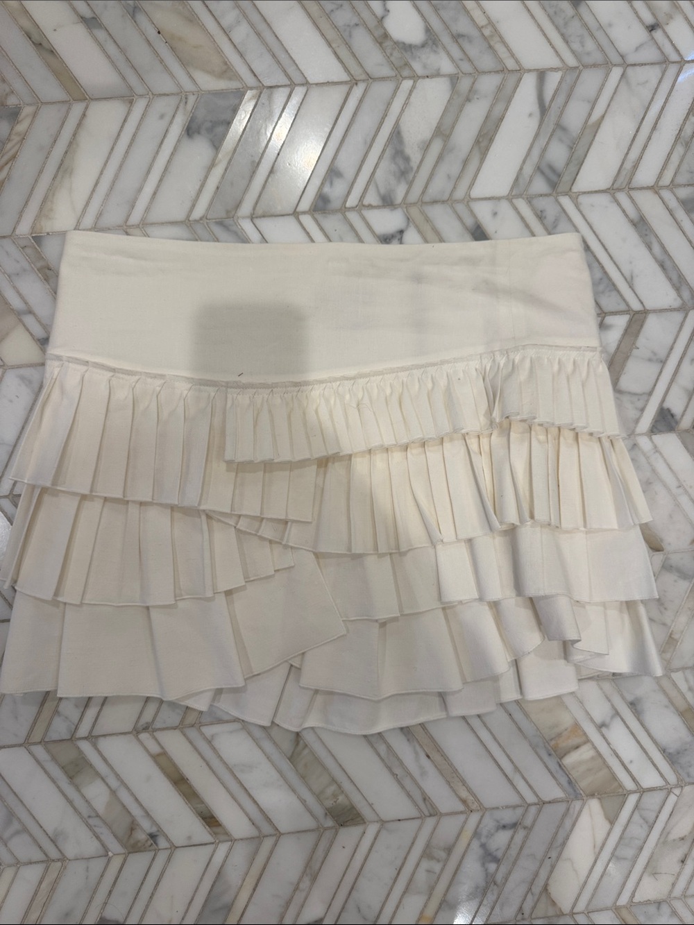 Isabel Marant Cream Layered Ruffle Mini Skirt NWT